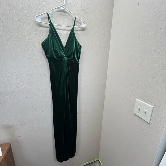 Tobi Velvet Green Y2K long slit maxi Prom dress Whimsigoth Fairy Witchy Gown M - Picture 1 of 7